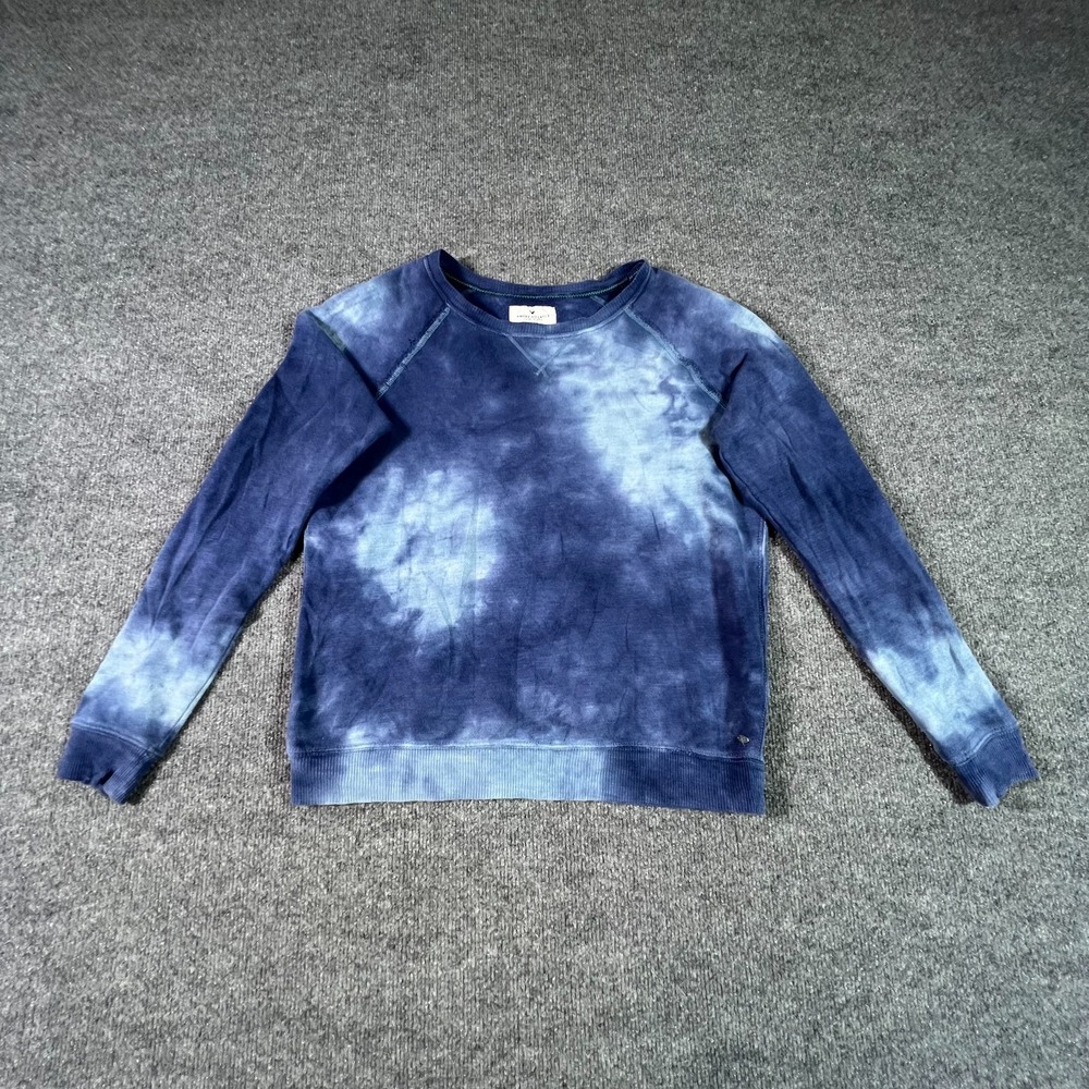 American Eagle Outfitters Blue Tie-Dye Cotton Knit Pullover Sweater Womens M